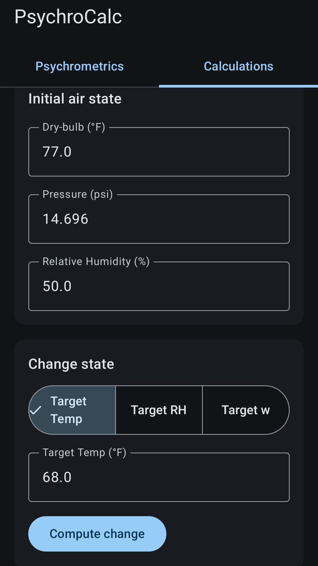 Change of state and altitude to pressure